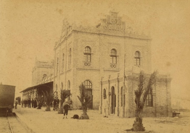 Linea de Sevilla a Huelva, año 1892 , foto Baldomero Santamaría