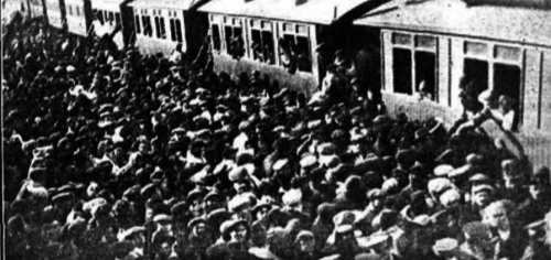 Llegada del tren inaugural a la estación de Argamasilla. 15.01.1914, La Gaceta de los Caminos de Hierro
