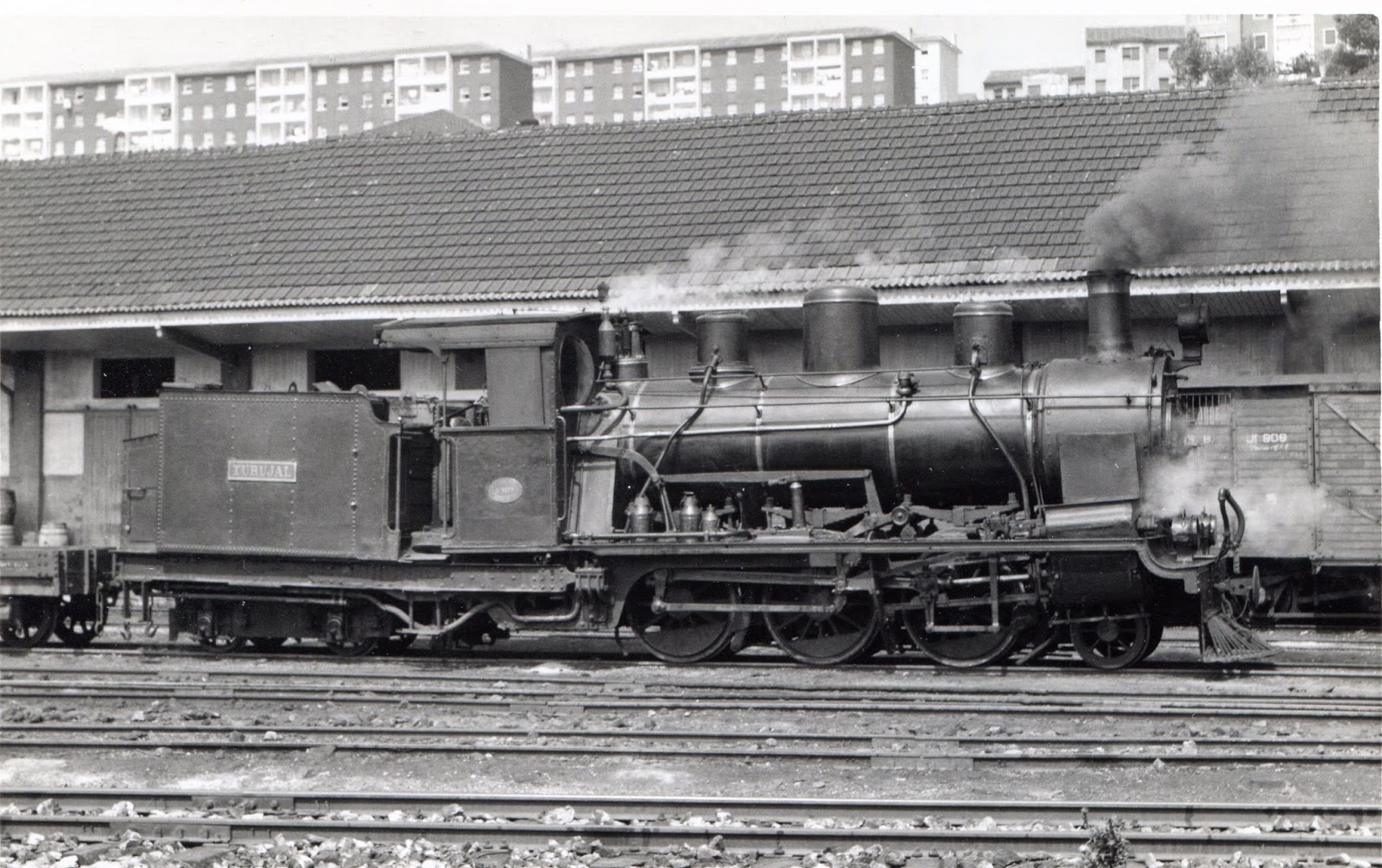 Locomotora Turujal, del Fc del Cantabrico (Santander a Llanes) , foto Frank Jones, Fondo Euskotren , MVF