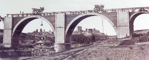 Madrid á Irun , puente sobre el Adaja, Arevalo , año 1864