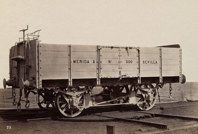 Merida a Sevilla , vagon Bordes Medios, foto de la Real Sociedad Belga de Fotografía, Vagon de Steliers de la Dyle, coleccion Jose Manuel Iglesias Nieto