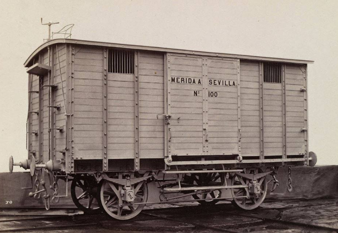 Merida a Sevilla, vagon cerrado , foto de la Real Sociedad Belga de Fotografía, Vagón de Ateliers de la Dyle, colección Jose manuel Iglesias Nieto