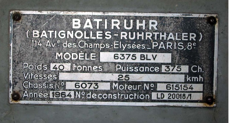Placa de Fabricacion de la locomotora 6375-BLV- fondo Ensidesa