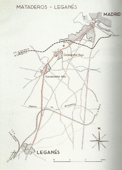 Plano de la línea de Mataderos a Leganés