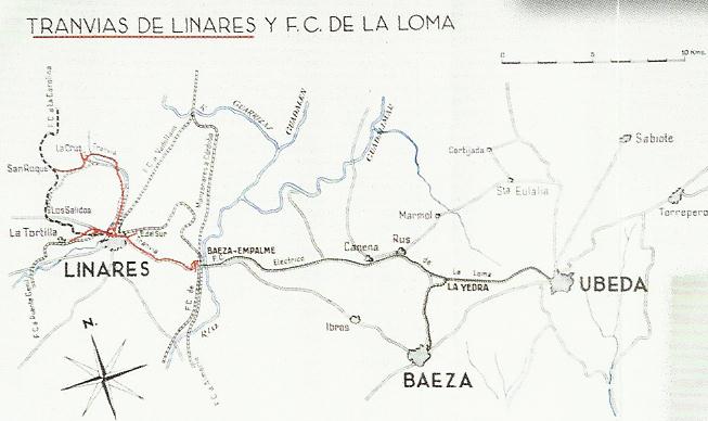 Plano de Tranvias de Linares- Ferrocarril de La Loma
