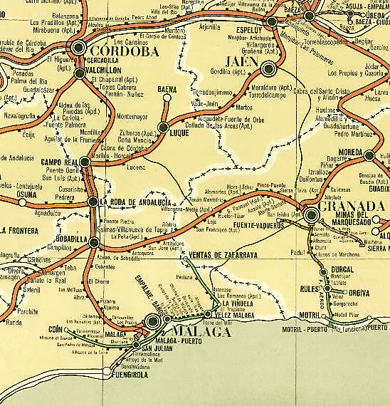 Plano de linea entre Córdoba-Malaga y Granada