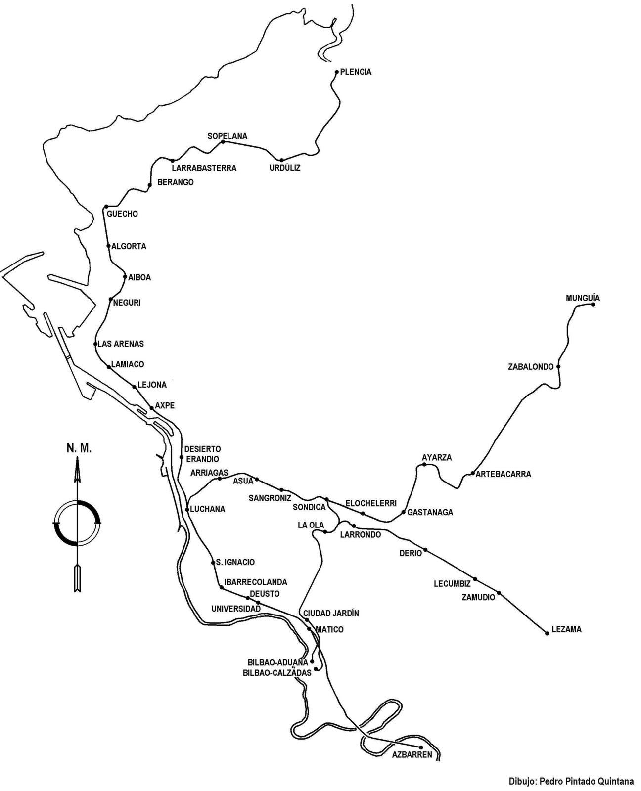 Plano de suburbanos de Bilbao,