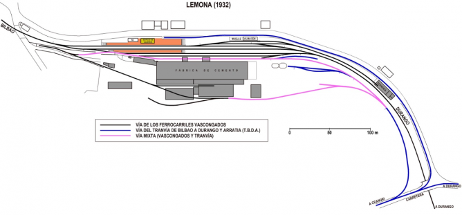 Plano de vias en las instalaciones de Cementos de Lemona, dibujo de Pedro Pintado (1)