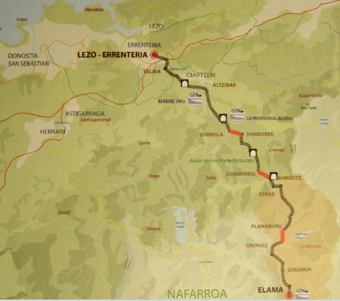 Plano del itinerario del Ferrocarril de Artikutza, Fondo Boletin Artikutza Natura nº 2 , año 2011
