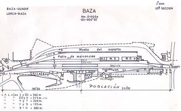 Plano estacion de Baza, 3ª Zona Renfe