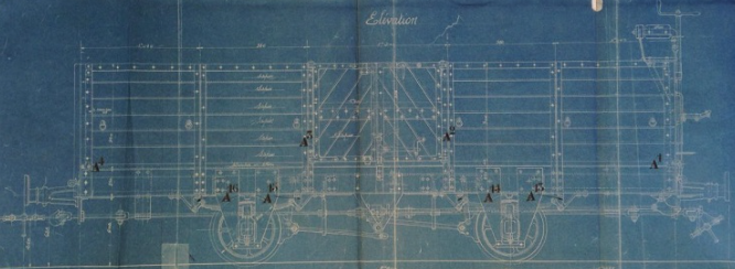 Plano vagon de dos ejes, de ferrocarriles de sierra Nevada , archivo Miguel Jiménez Yanguas