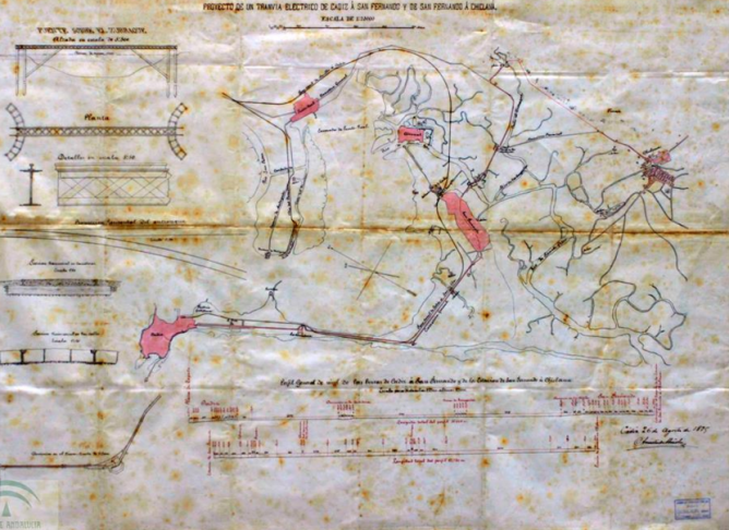 Proyecto del Tranvia electrico de Cadiz a San Fernando y Chiclana