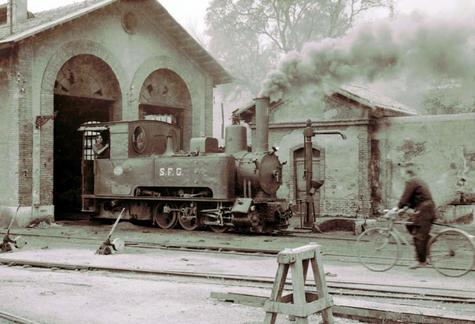 SFG á Gerona, locomotora nº 6 . c.1960. foto Svend Jorgensen, fondo AHF-FN-SV-00011