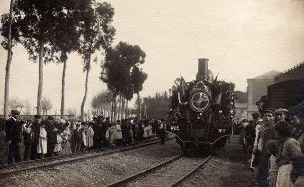 Sant Boi de Llobregat , 29.12.1912 via de la estación de Magoria en la Gran Via de Les Corts Catalrenes con Martorell, fotografo desconocido