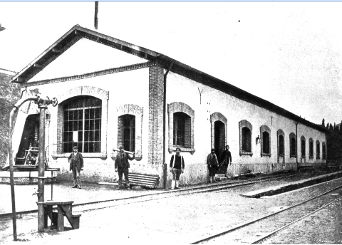 Talleres de la estacion principal del ferrocarril minero de Endarlatza, archivo MVF Euskotren