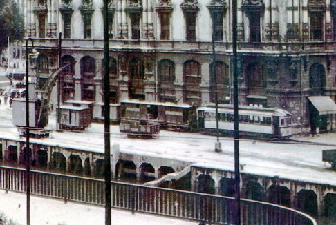 Terminal del tranvia desde Arratia, en Bilbao , Muelles del Nervion, Archivo EuskoTren, MVF