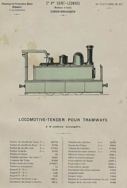 Tranvia a Vapor de P. a Marin , ficha del fabricante Saint Leonard