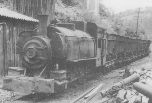 Tranvia a vapor de Santullanoa Cabañaquinta, tren procedente de Agueira, locomotora nº 2 , Colección Jose Luis de La Cruz