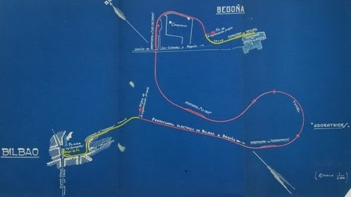 Tranvia de Begoña, itinerario, archivo Euskotren MVF - copia