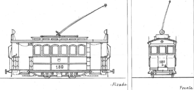 Tranvia de Leganes, montado por Carde y Escoriaza alzado y frente