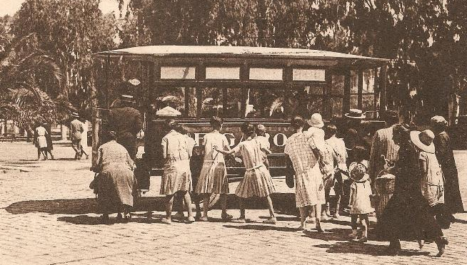 Tranvia de Sanlucar de Barrameda, año 1920, postal comercial , fondo MDA