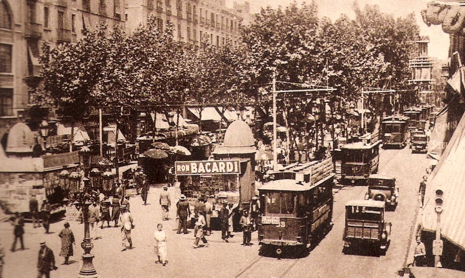 Tranvias de Barcelona La Ramblas- Libro de Oro de MZA año 1939