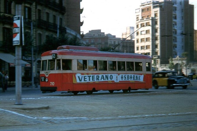 Tranvias de Barcelona, linea 63, coche 710, coleccion CAP