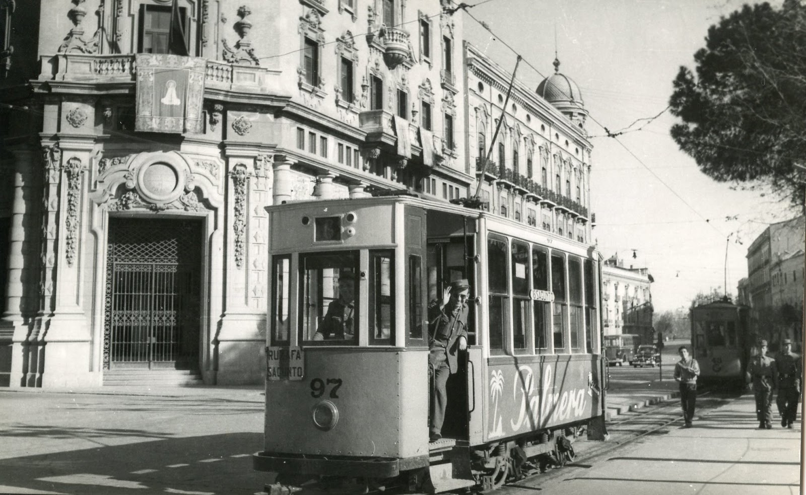 Tranvia nº 97 de Valencia,Ruzafa a Sagunto, serie 85 a 150 año 1954, fografia G.Masino