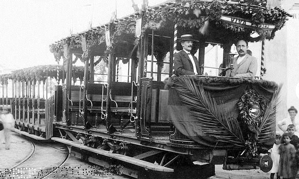 Tranvias de Sevilla , año 1909, foto Juan Barrera