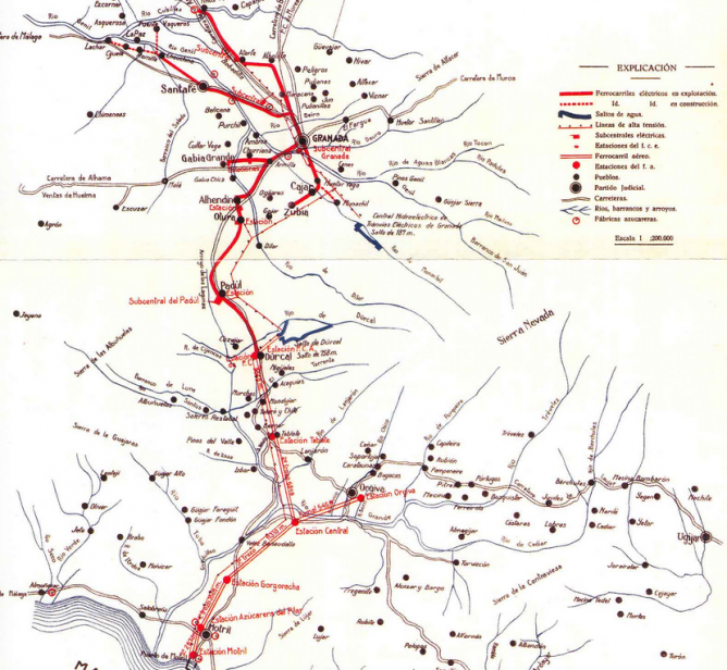 Tranvias electricos de Granada , plano tomado de Ferropedia