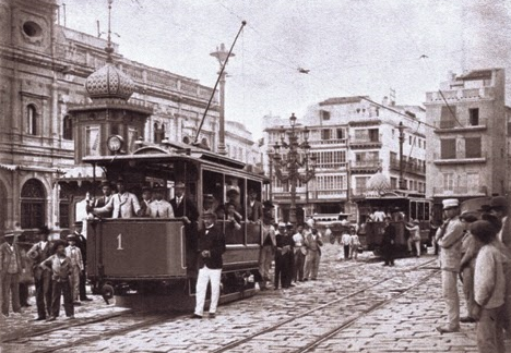 Tranvias electricos de Sevilla, primeras circulaciones, fondo Museo Vasco del Ferrocarril