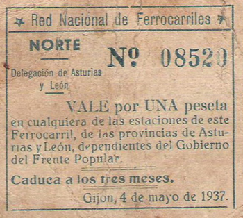 Vale de una peseta de la RNF