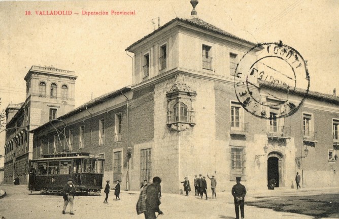 Valladolid, tranvia electrico, postal comercial , fondo Museo del Ferrocarril de Asturias