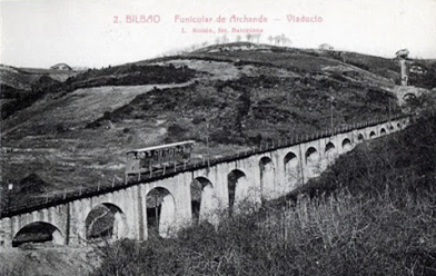 Viaducto del Funicular de Archanda , postal comercial ,fondo MVF