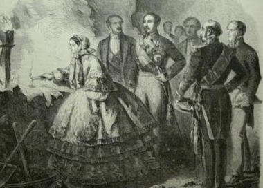 Visita de Isabel II a la Mina de Arnao, grabado de Le Mond Illustré publicado el 28.09.1858