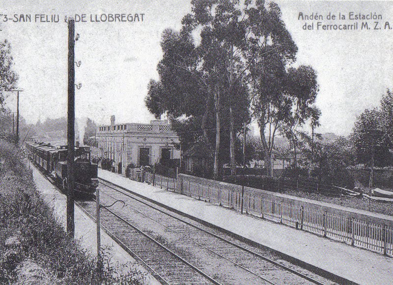  Sant Feliu de Llobregat, estación de MZA , postal comercial, Fondo: Miguel Diago Arcusa