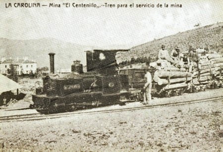 Tren Minero del El Centenillo, postal comercial , fondo: Miguel Diago Arcusa