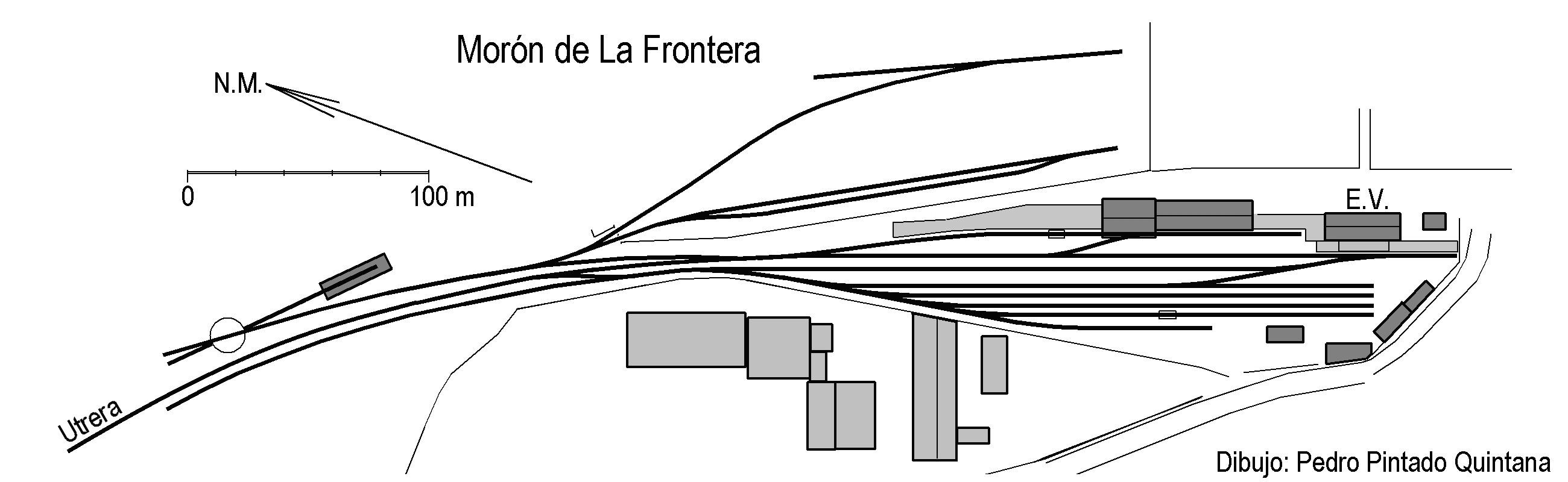 Esquema de las dependencias y vias de servicio de la estacion de