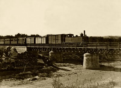 Tren mixto atravesando la Rambla de la Pila, fondo APG, fotografo