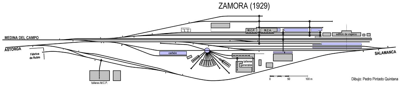 Plano de las dependencias de la estacion de Zamora, 