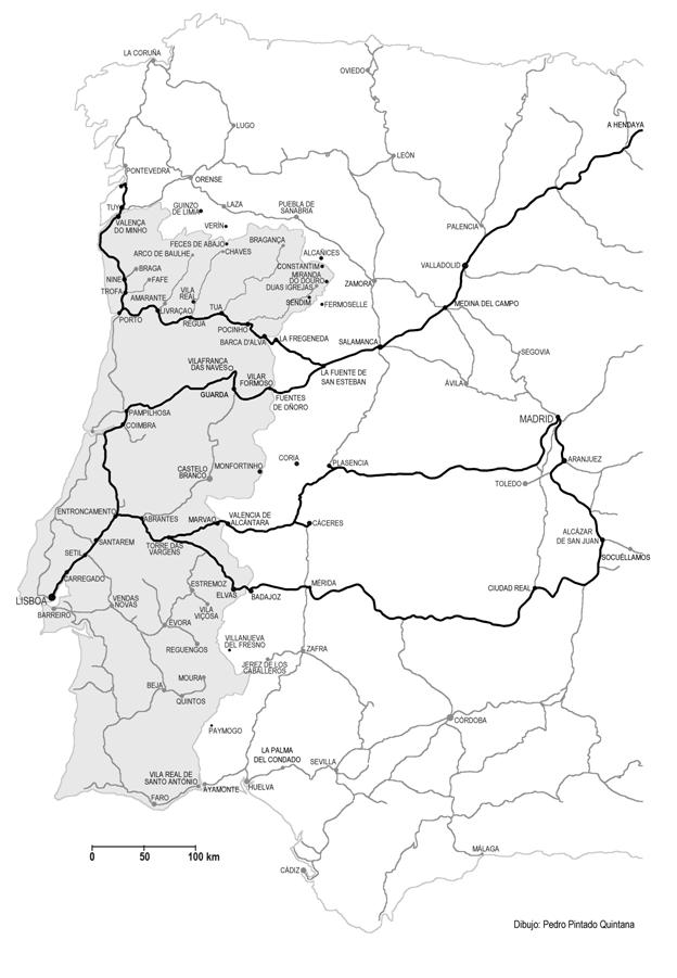 no de las lineas del Madrid a Caceres y Portugal y del Oeste de España