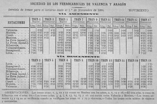 Horarios e itinerarios