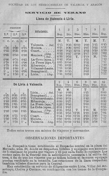 Horarios e itinerarios