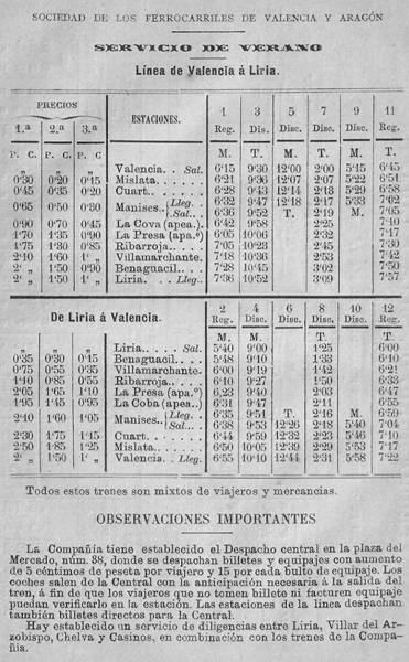 Horarios e itinerarios