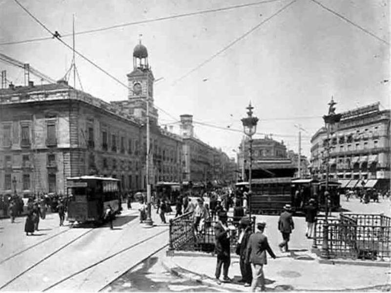 Puerta del Sol, tranvias de Madrid, fondo JMA