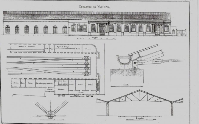 Planos de la primitiva estación en Valencia