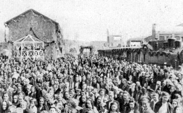 Acto de inauguración de la estación de Arnedo,