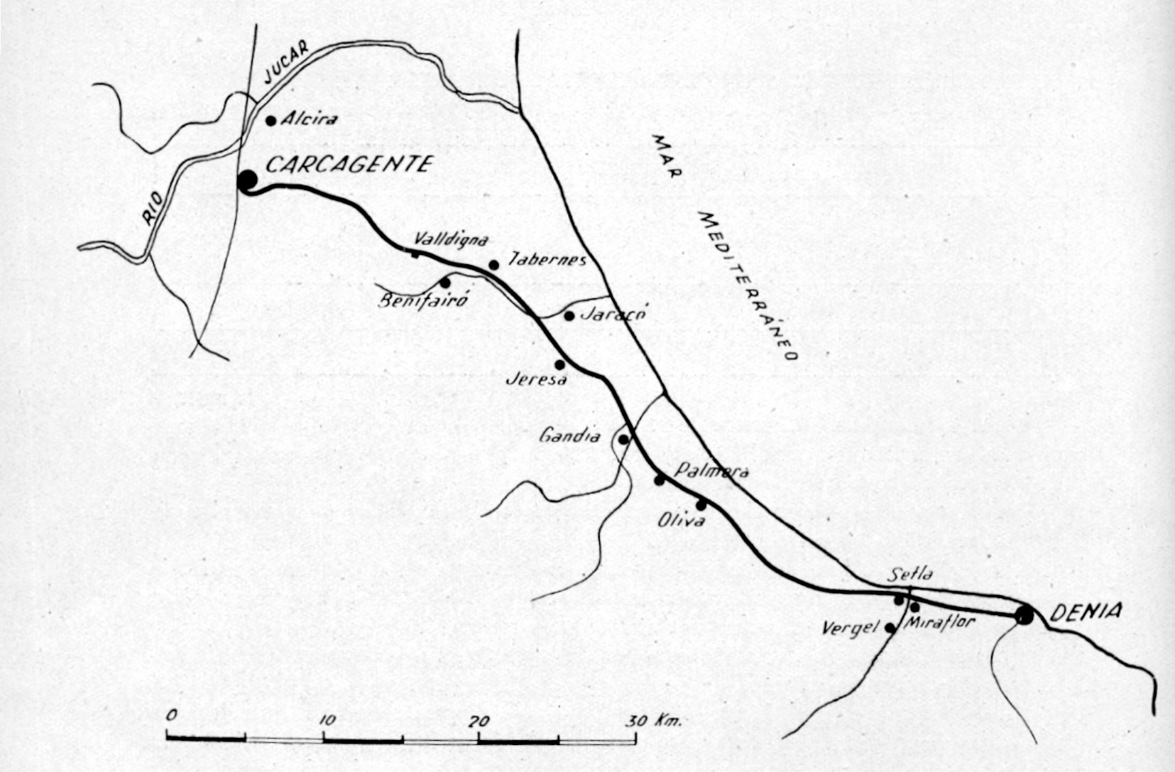 Plano del itinerario de la linea, 