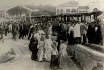 Tranvia de la Costa en el Sardinero, año 1881, fondo: Foto Org