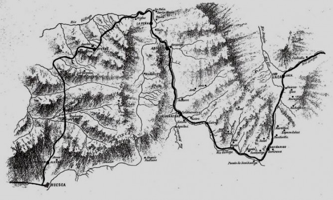 Plano de la línea de Huesca a Jaca